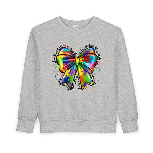 Rainbow Bow Toddler Sweatshirt — Colorful Tie-Dye Bow Graphic for Kids