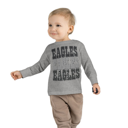 Toddler Long Sleeve Tee - 'EAGLES' Stacked Sport Graphic