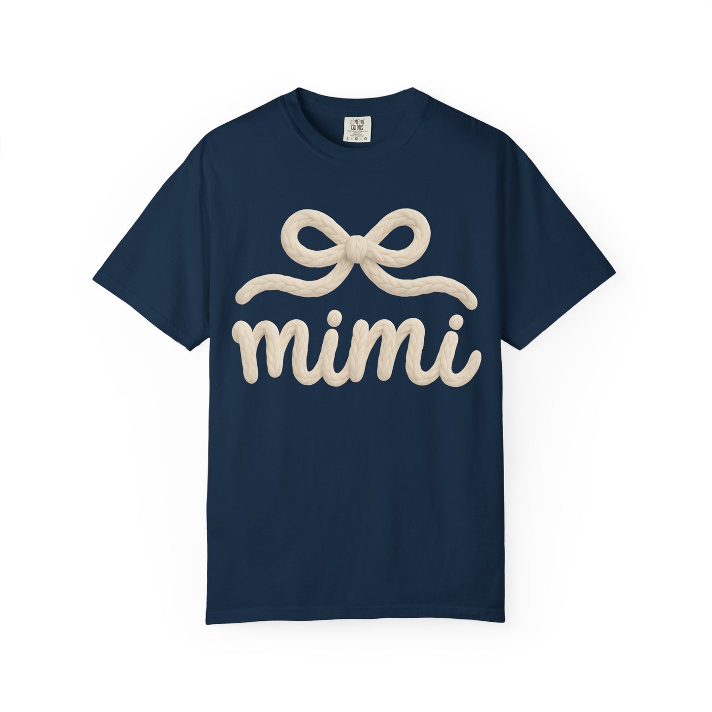 Mimi Bow Script T-Shirt — Soft Cream Knit Lettering Gift Tee