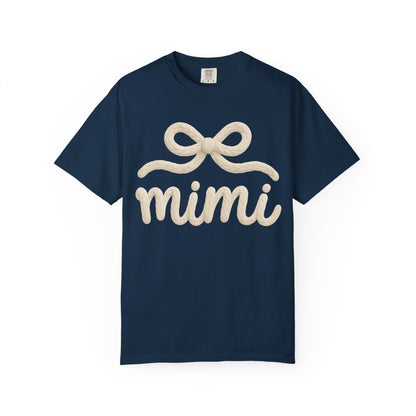 Mimi Bow Script T-Shirt — Soft Cream Knit Lettering Gift Tee