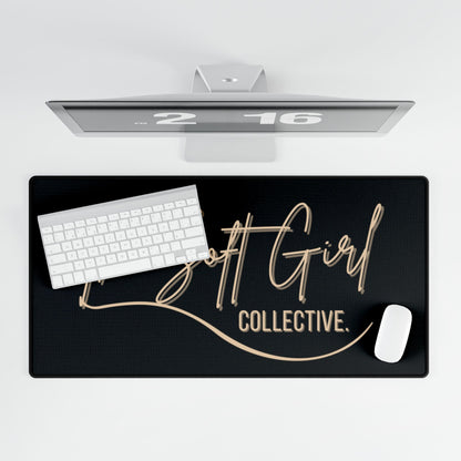 The Soft Girl Collective Desk Mat — Luxe Black & Gold Gaming/Work Desk Pad