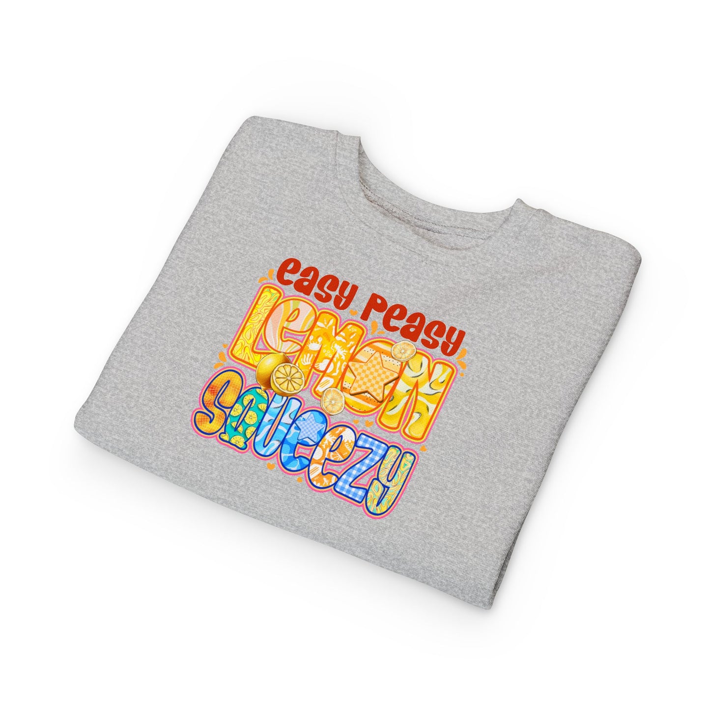 Toddler Sweatshirt - "Easy Peasy Lemon Squeezy" Colorful Retro Graphic