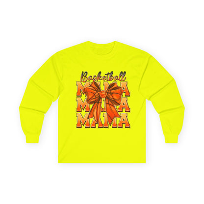 Basketball Mama Long Sleeve Tee — Orange Bow Mom Shirt