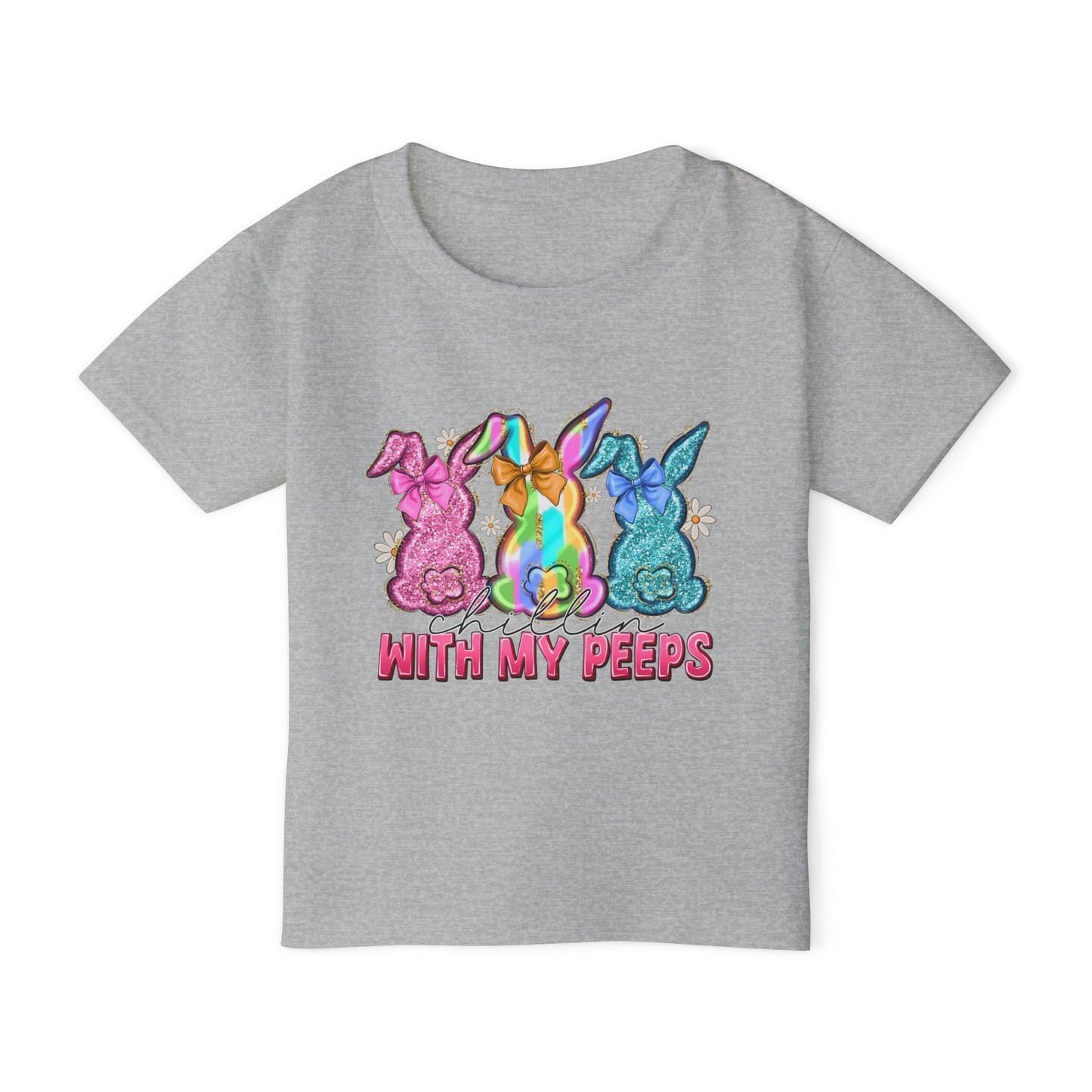 Toddler T-Shirt "With My Peeps" Colorful Easter Bunny Crew