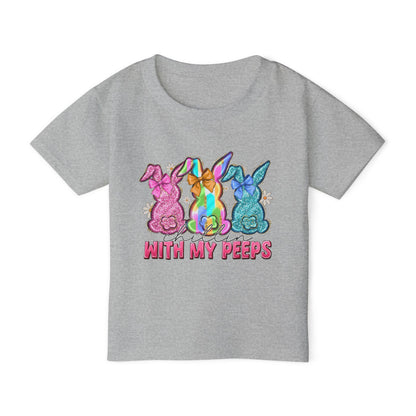 Toddler T-Shirt "With My Peeps" Colorful Easter Bunny Crew