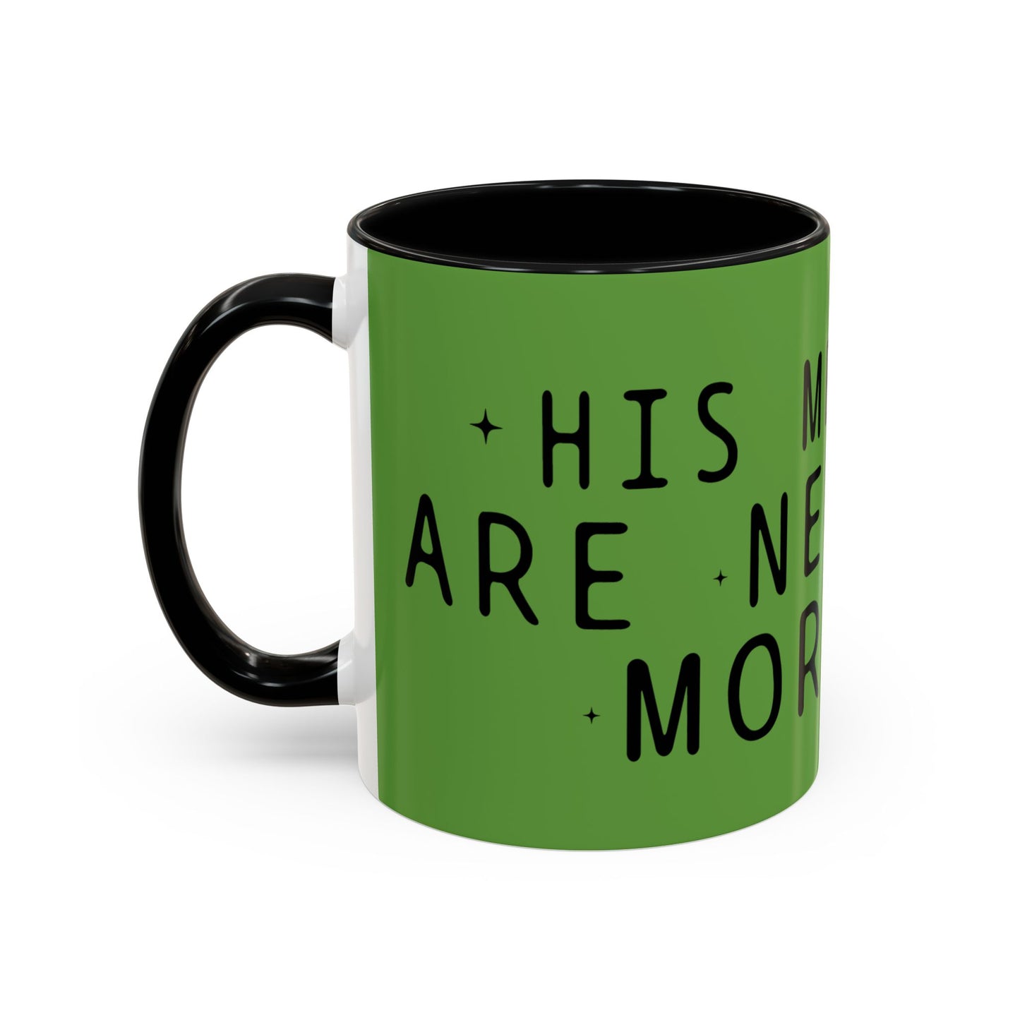 Green Accent Coffee Mug — "New Mercies Every Morning" Inspirational Tea & Coffee Cup