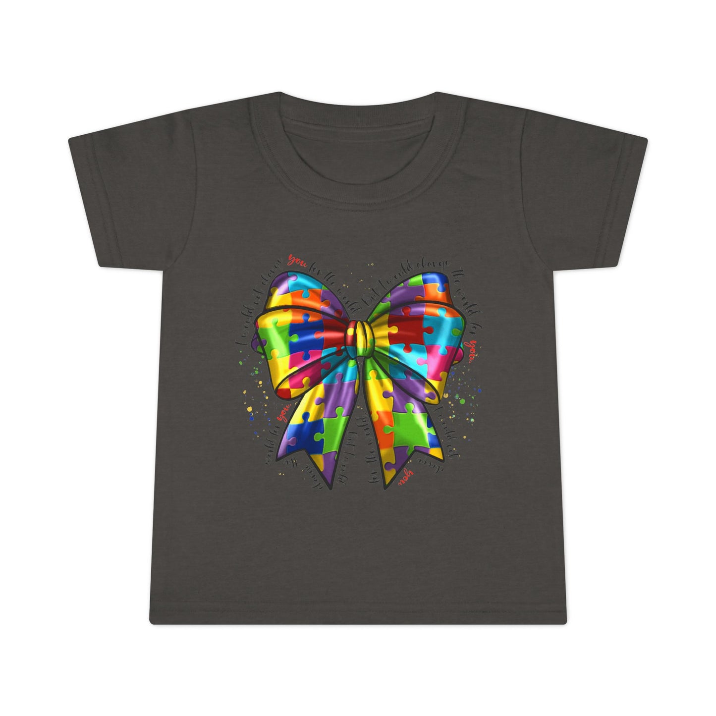 Autism Awareness Puzzle Ribbon Bow Toddler T-Shirt