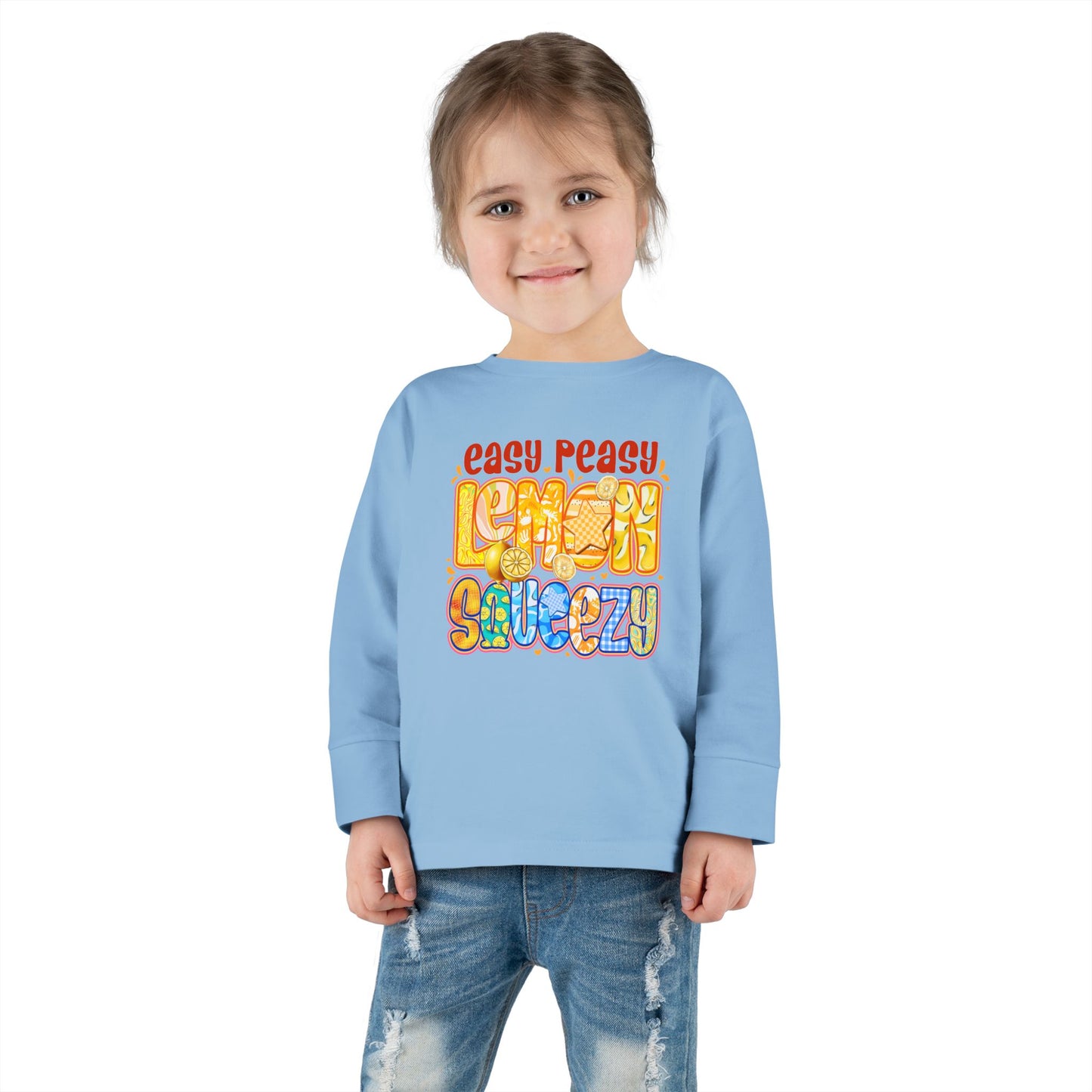 Easy Peasy Lemon Squeezy Toddler Long Sleeve Tee – Playful Citrus Graphic Shirt for Kids