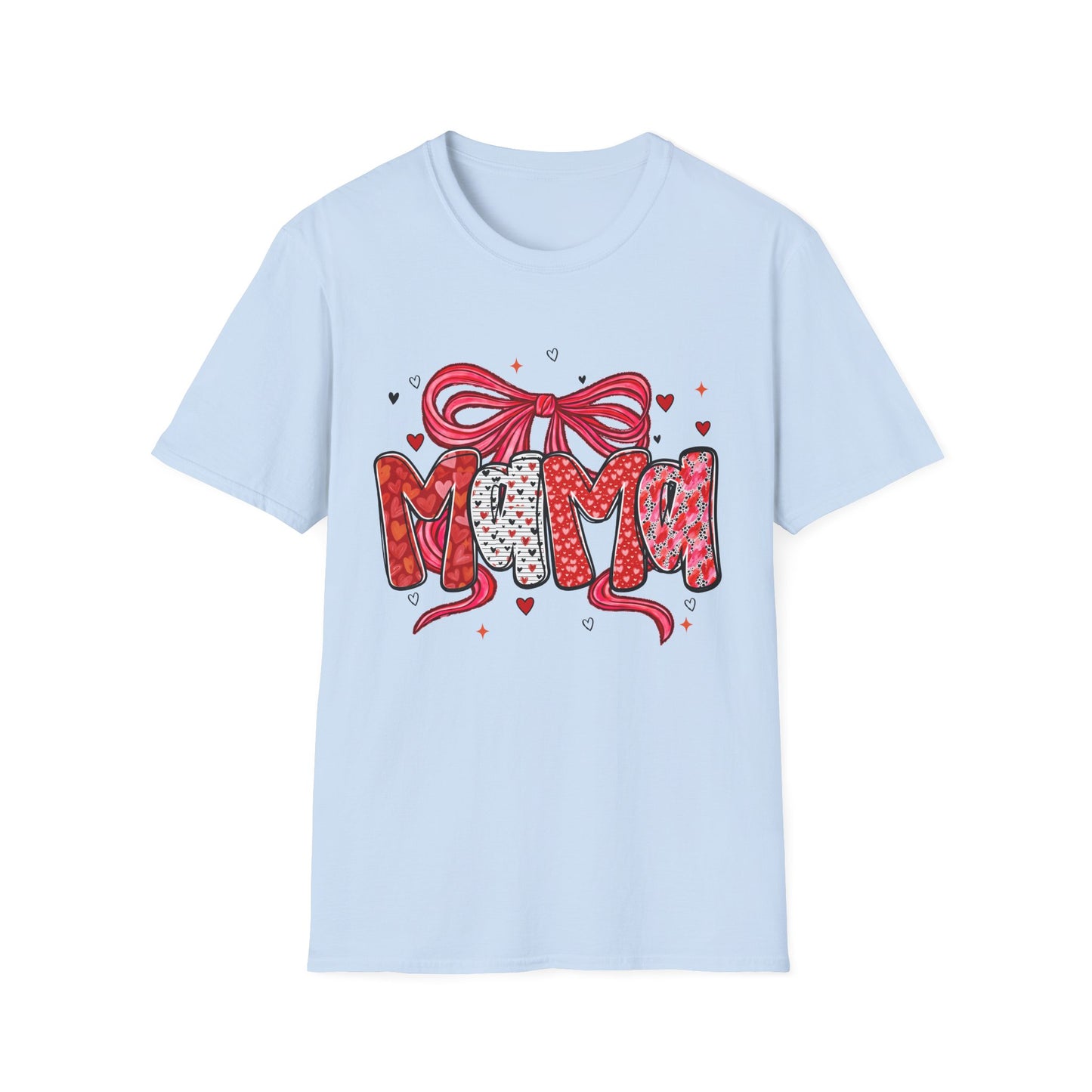 Mama Heart Graphic T-Shirt — Cute Floral ‘MAMA’ Design with Ribbon (Mother’s Day Gift)