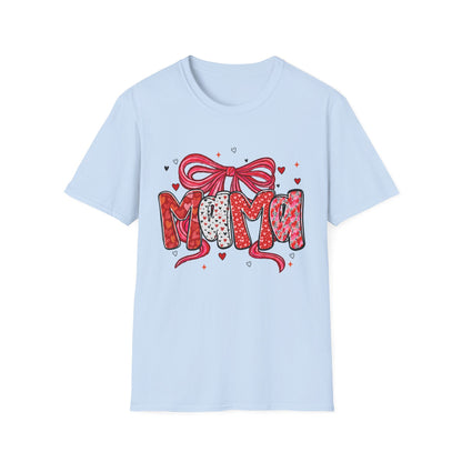 Mama Heart Graphic T-Shirt — Cute Floral ‘MAMA’ Design with Ribbon (Mother’s Day Gift)