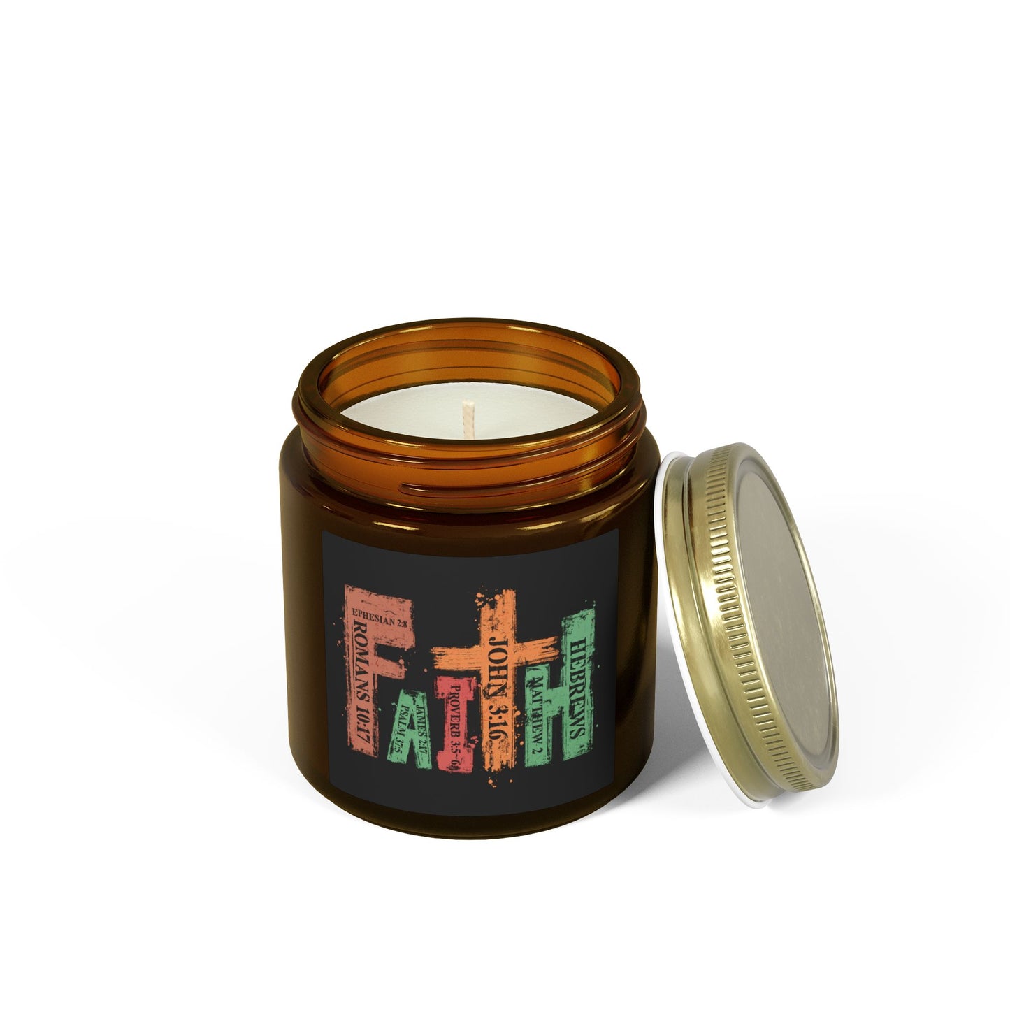 Scripture Word Art Candle — Coconut Apricot Scented Jar (4oz/9oz)
