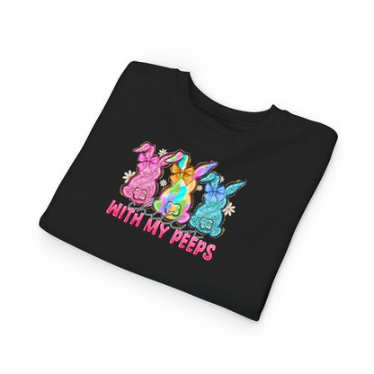 Toddler Sweatshirt - "With My Peeps" Colorful Easter Bunny Crewneck