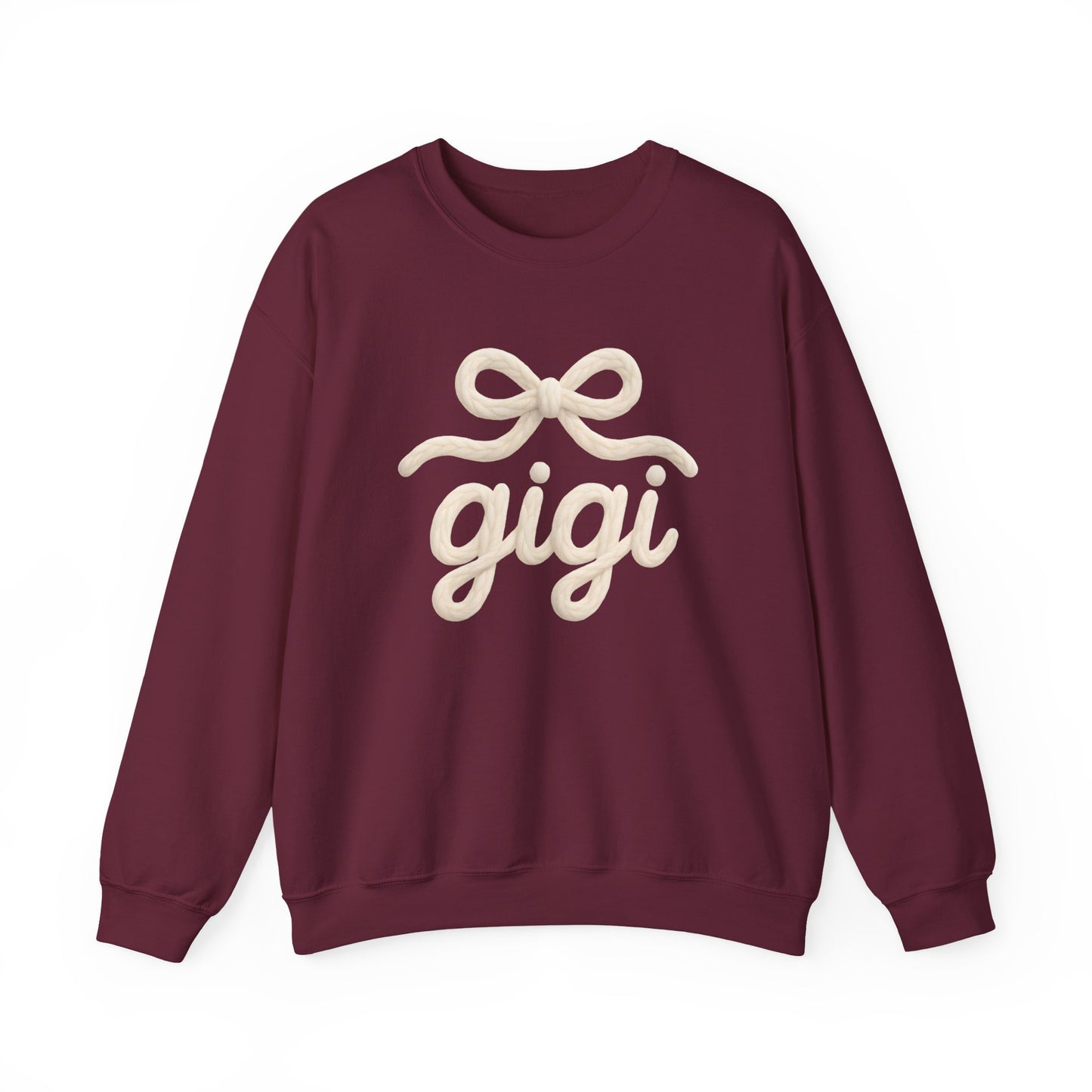 Gigi Cozy Crewneck Sweatshirt – Soft Script Bow Graphic