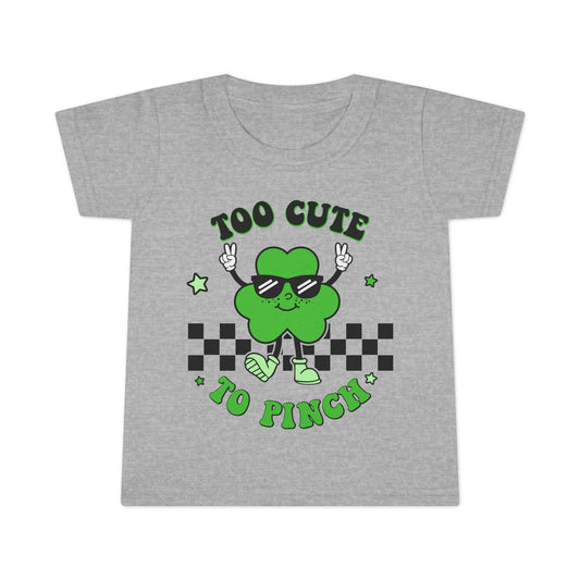 Toddler T‑Shirt — "Too Cute to Pinch" Shamrock St. Patrick’s Day Tee