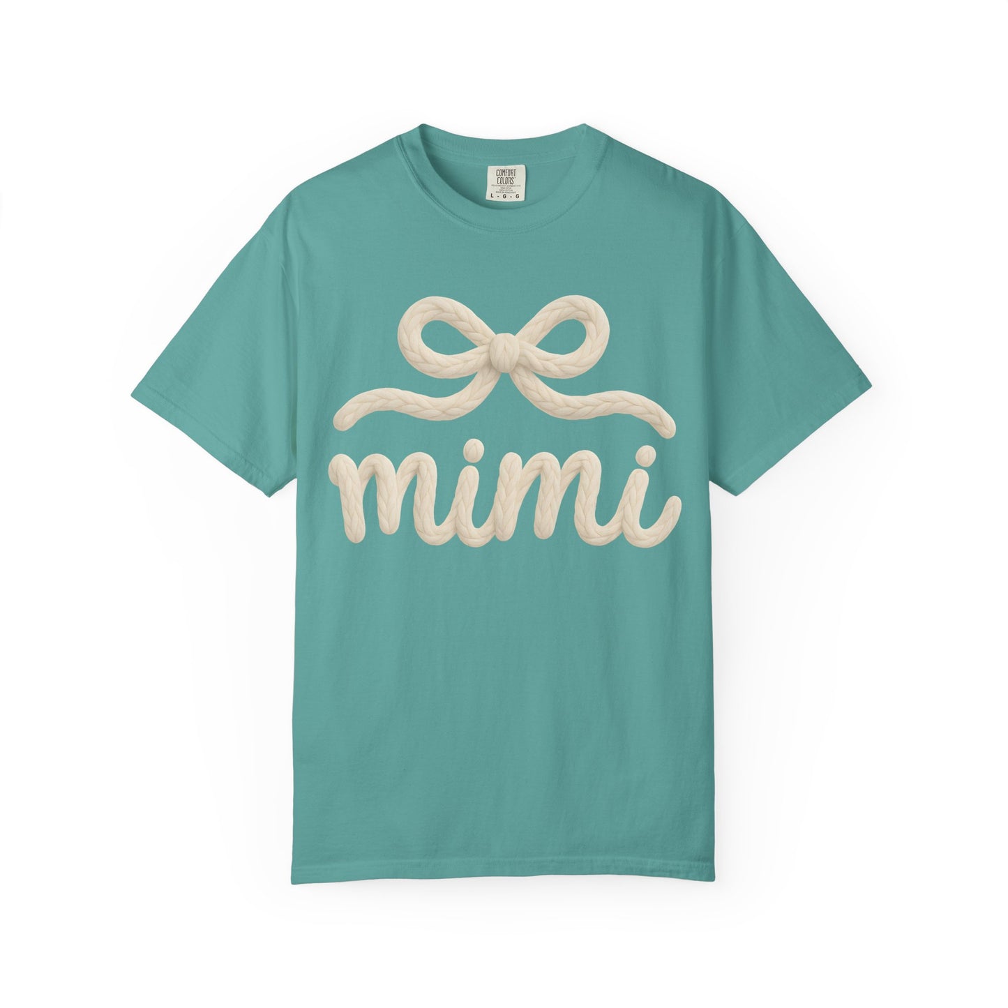 Mimi Bow Script T-Shirt — Soft Cream Knit Lettering Gift Tee