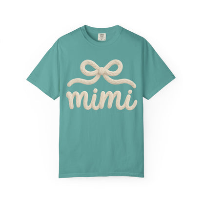 Mimi Bow Script T-Shirt — Soft Cream Knit Lettering Gift Tee
