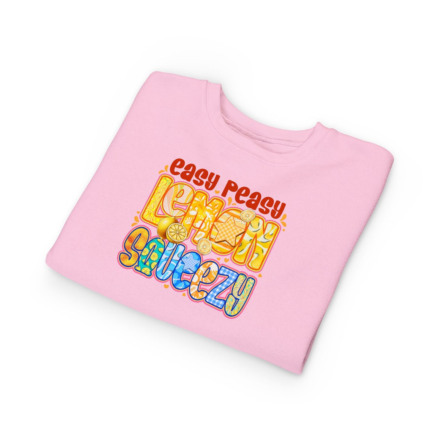 Toddler Sweatshirt - "Easy Peasy Lemon Squeezy" Colorful Retro Graphic