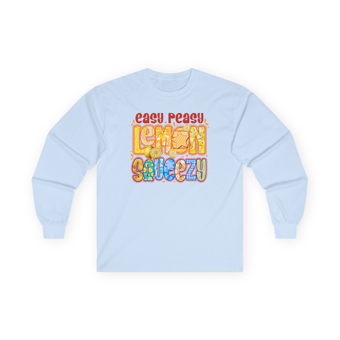 Easy Peasy Lemon Squeezy Long Sleeve Tee — Retro Colorful Graphic Shirt
