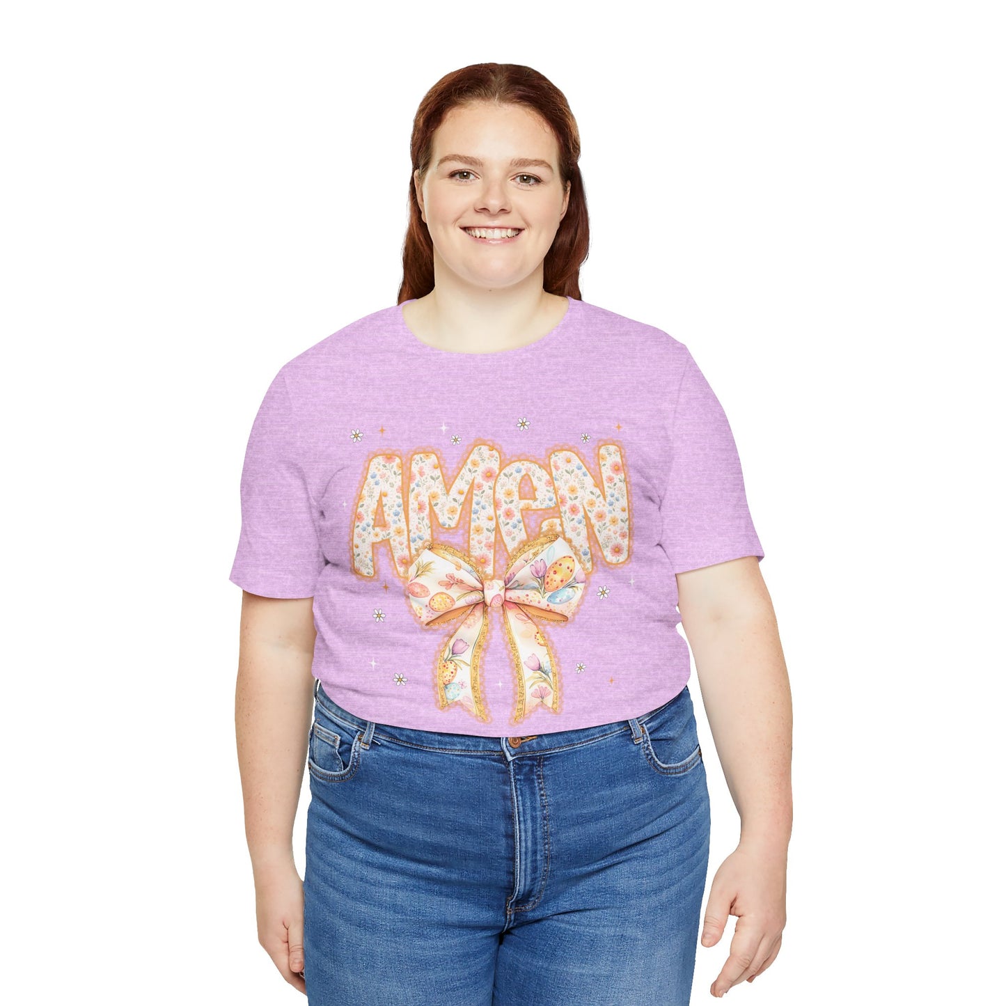 Amen Floral Bow T‑Shirt — Pastel Faith Graphic Tee