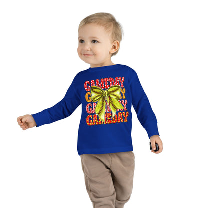 Gameday Toddler Long Sleeve Tee – Cheer Bow Football Fan Shirt