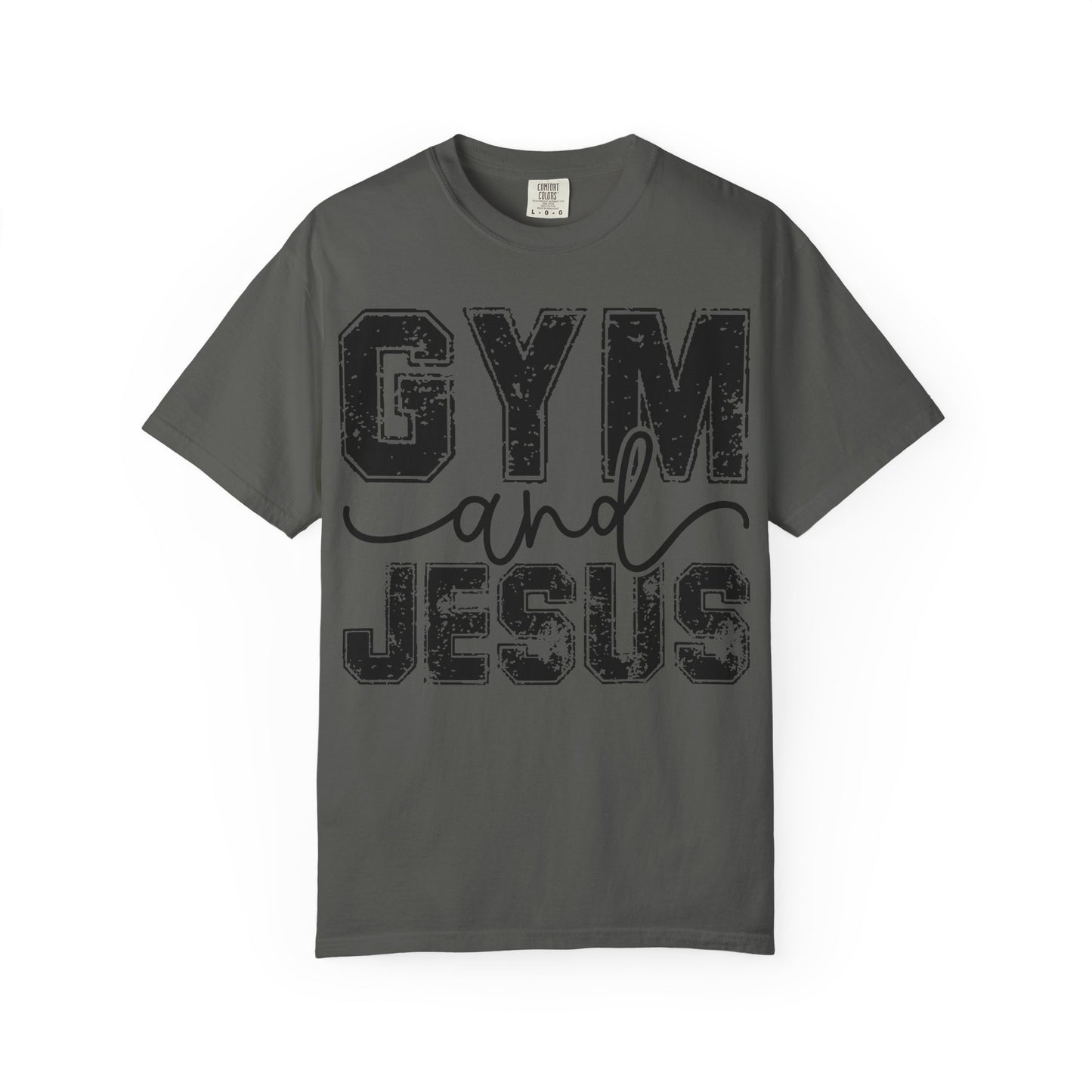 Gym and Jesus T-Shirt – Faith & Fitness Graphic Tee- COMFORT COLORS