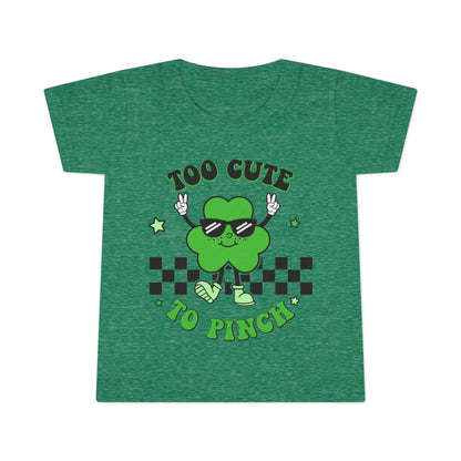 Toddler T‑Shirt — "Too Cute to Pinch" Shamrock St. Patrick’s Day Tee