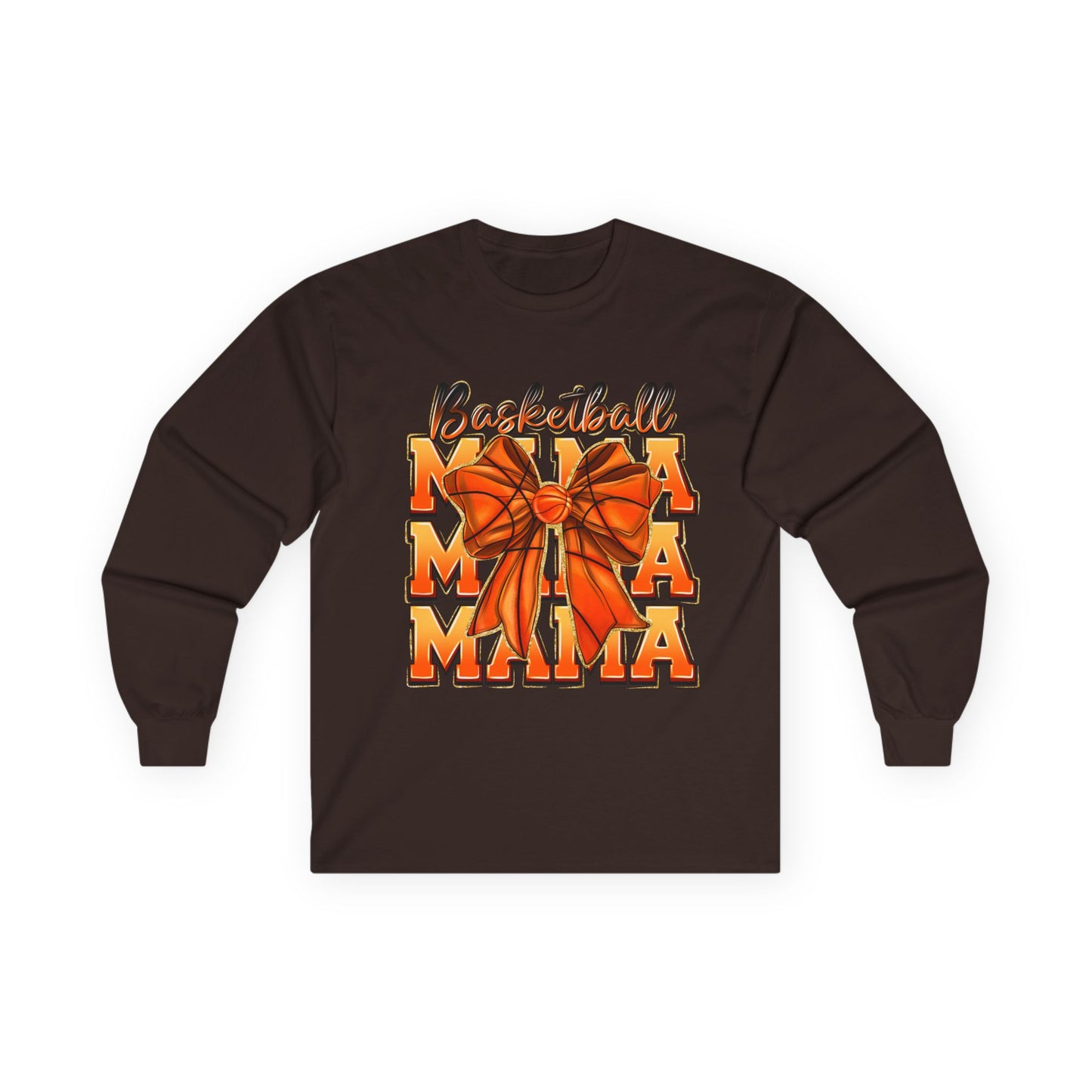 Basketball Mama Long Sleeve Tee — Orange Bow Mom Shirt