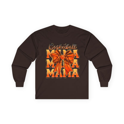 Basketball Mama Long Sleeve Tee — Orange Bow Mom Shirt