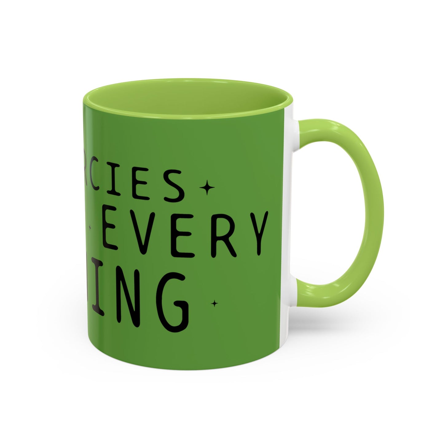 Green Accent Coffee Mug — "New Mercies Every Morning" Inspirational Tea & Coffee Cup