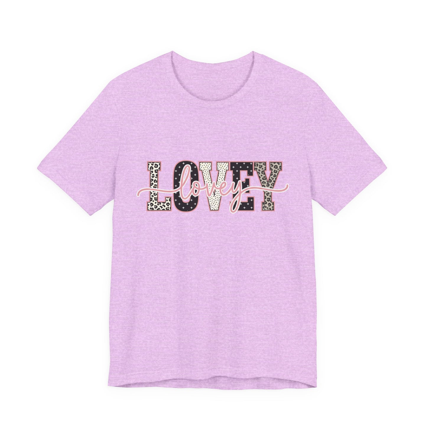 Lovey Mom T-Shirt — 'Lovely' Script Over 'MOM' Leopard Print Tee