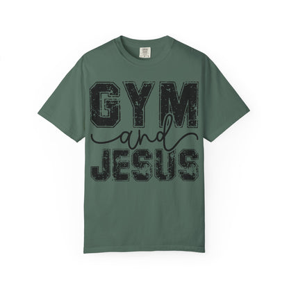 Gym and Jesus T-Shirt – Faith & Fitness Graphic Tee- COMFORT COLORS