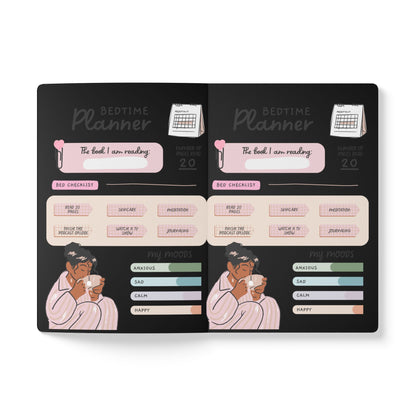 Bedtime Planner Softcover Journal — Floral Blocks Sleep Routine Notebook