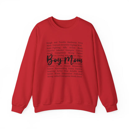 Boy Mom Crewneck Sweatshirt — Script Text Design for Proud Mothers