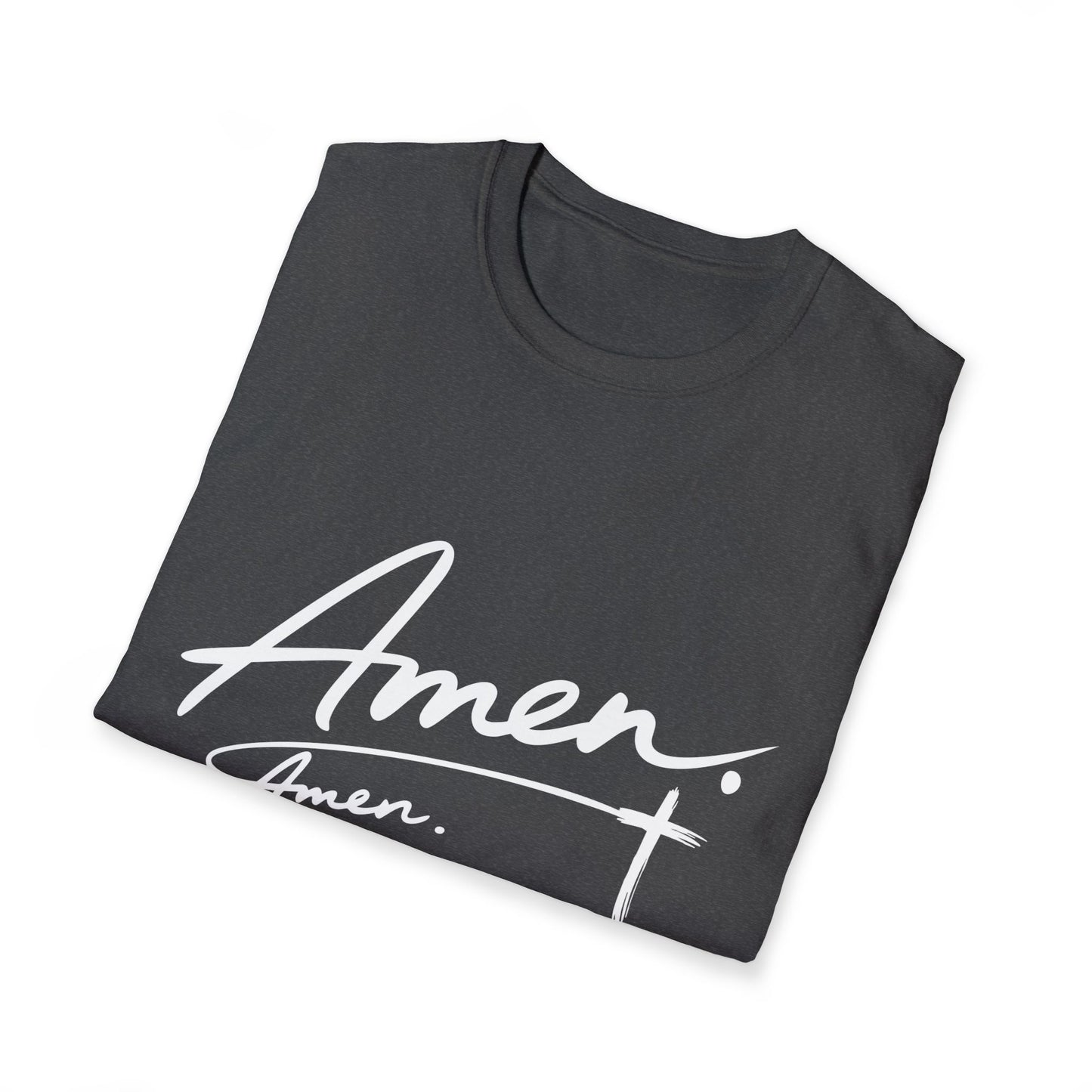 Amen Script T-Shirt — Faith-Inspired Christian Tee with Cross