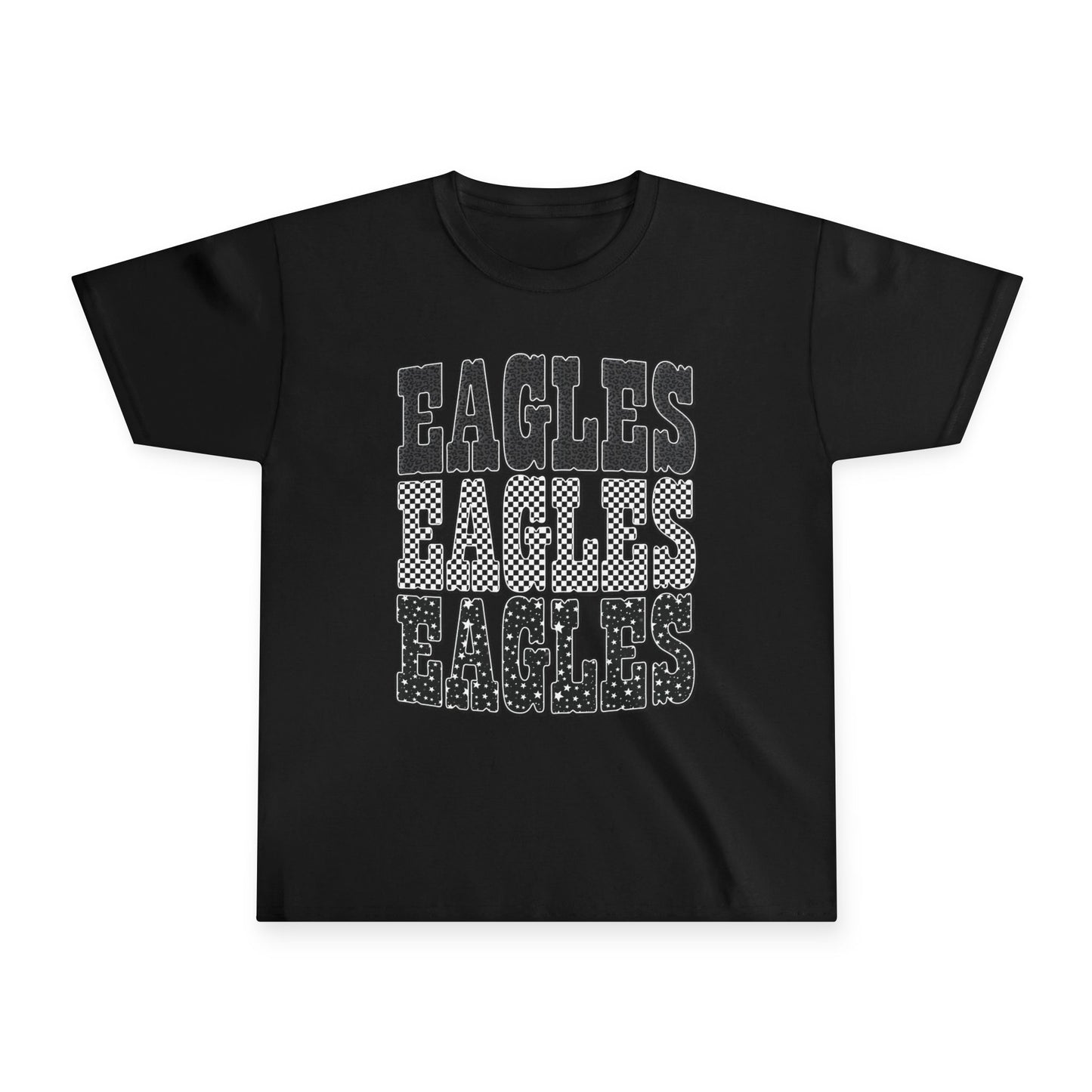 Youth Tee — Retro 'EAGLES' Stacked Graphic Kids Shirt (School Spirit)