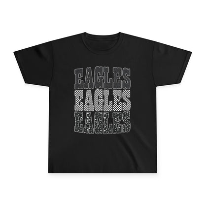 Youth Tee — Retro 'EAGLES' Stacked Graphic Kids Shirt (School Spirit)