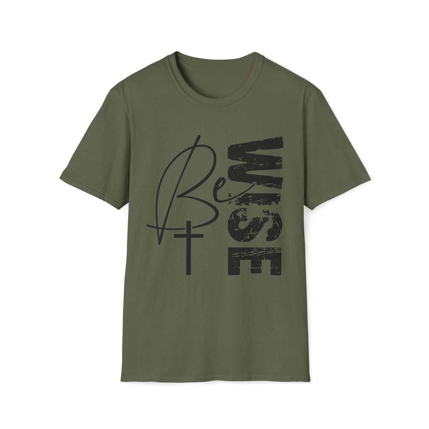 Wise Faith T-Shirt — "Be Wise”  Cross Vertical Graphic Christian Tee