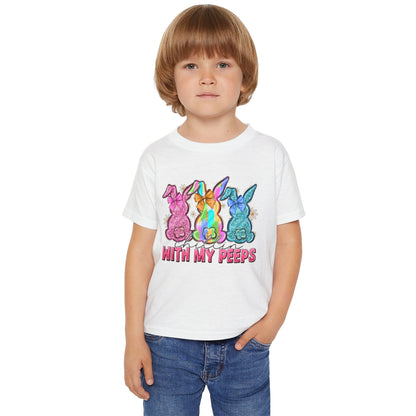 Toddler T-Shirt "With My Peeps" Colorful Easter Bunny Crew