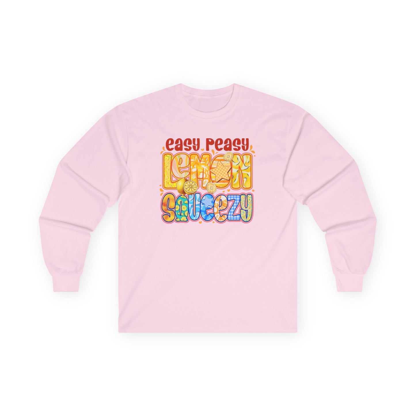 Easy Peasy Lemon Squeezy Long Sleeve Tee — Retro Colorful Graphic Shirt