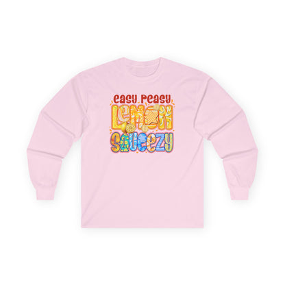 Easy Peasy Lemon Squeezy Long Sleeve Tee — Retro Colorful Graphic Shirt