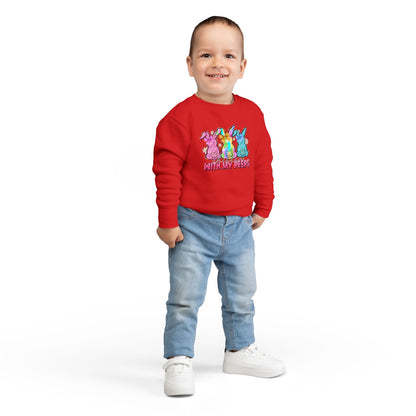 Toddler Sweatshirt - "With My Peeps" Colorful Easter Bunny Crewneck