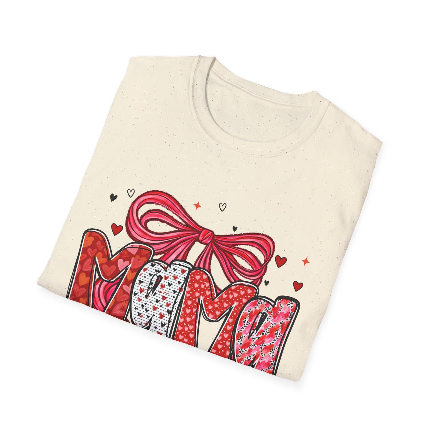 Mama Heart Graphic T-Shirt — Cute Floral ‘MAMA’ Design with Ribbon (Mother’s Day Gift)