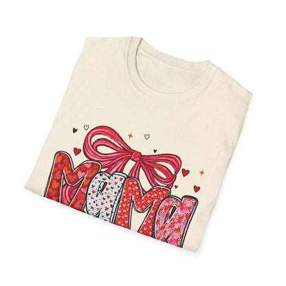 Mama Heart Graphic T-Shirt — Cute Floral ‘MAMA’ Design with Ribbon (Mother’s Day Gift)