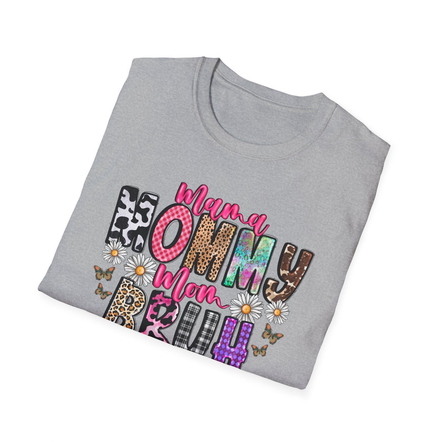 Mommy Brűh Graphic T-Shirt — Colorful Leopard & Floral Mom Shirt