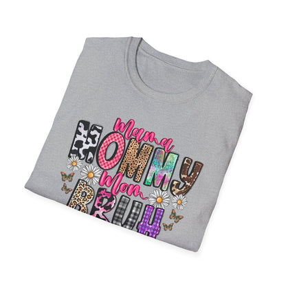 Mommy Brűh Graphic T-Shirt — Colorful Leopard & Floral Mom Shirt