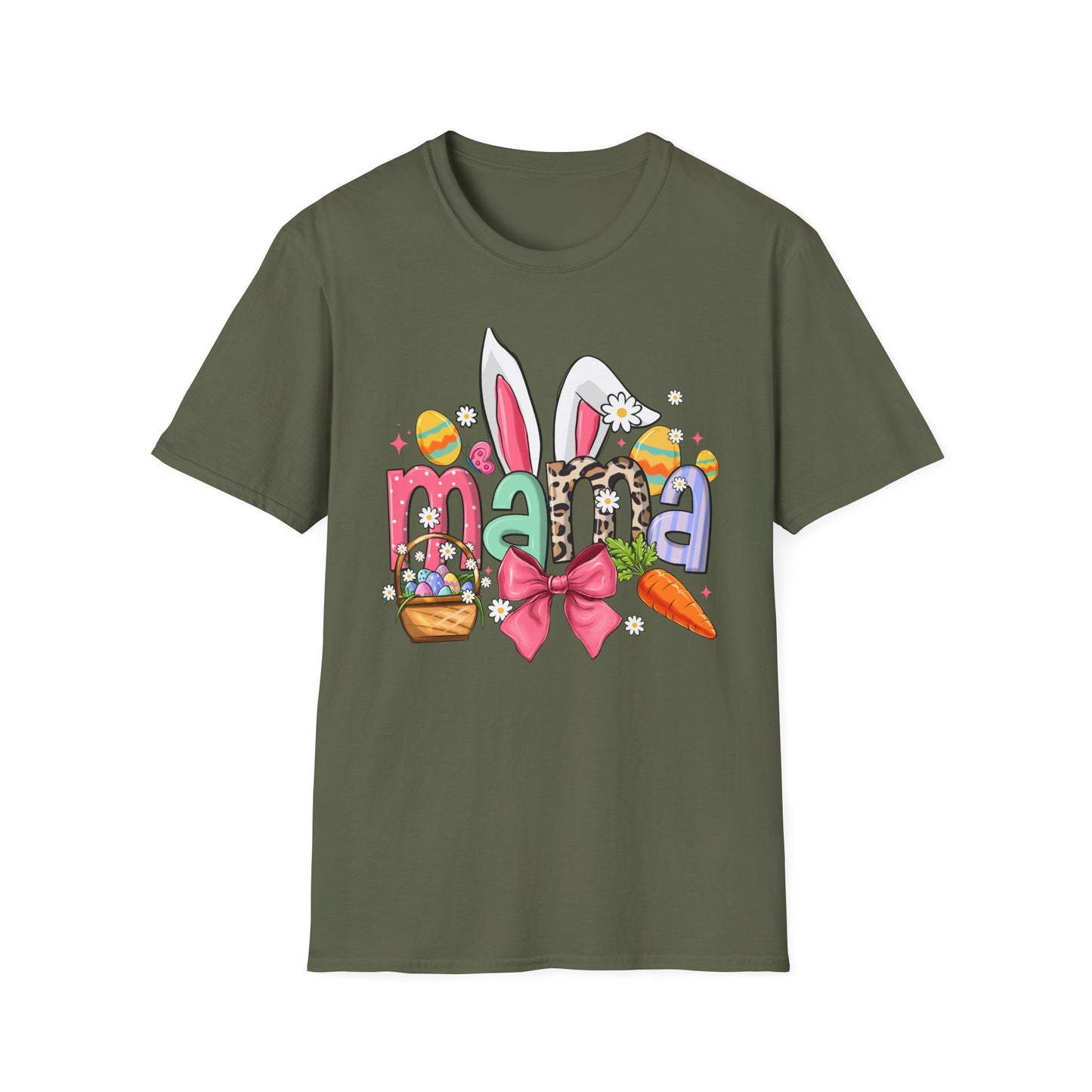 Mama Easter Bunny T-Shirt — Cute Spring Mom Tee with Bunny Ears & Eggs