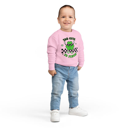 Toddler Sweatshirt — "Too Cute to Pinch" St. Patrick's Day Shamrock Sweatshirt for Babies & Toddlers