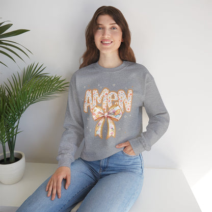 Crewneck Sweatshirt — 'AMAW' Pastel Bow Glitter Graphic
