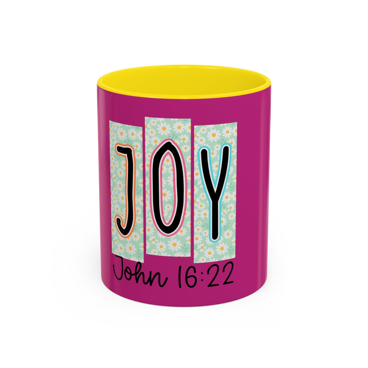 Joy John 16:22 Accent Coffee Mug — Christian Inspirational Ceramic Mug