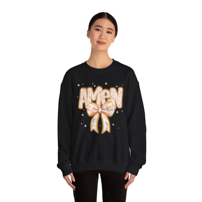 Crewneck Sweatshirt — 'AMAW' Pastel Bow Glitter Graphic